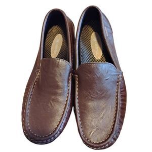 Men's Aetrex  Brown Leather Slip‎ On Casual Shoes Size 8.5